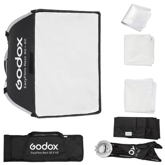 Godox EazyFlow Rect 40x40 Foldable Softbox 15.7 x 15.7 Inch, Bowens S Mount, Grid and Diffusers