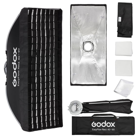Godox EazyFlow Rect 40x90 Foldable Strip Softbox 15.7 x 35.4 Inch, Bowens S Mount, Grid and Diffusers