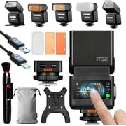 Godox IT32 TTL Camera Flash with X5S Trigger for Sony, 2-in-1 Magnetic Hotshoe, Touch Screen, Rotatable Head, HSS, LED Modeling Lamp
