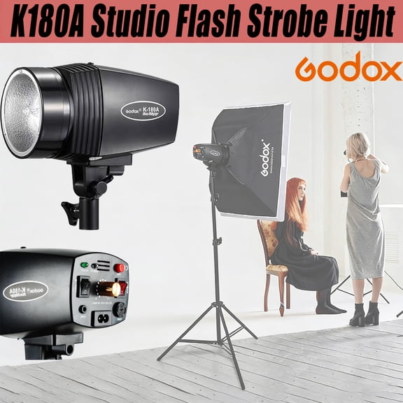 Godox K180A Studio Flash Strobe Light for Phototgraphy, 180W Compact Monolight Photoshoot Daylight Strobe Lighting, GN 45, 75W Modeling Lamp, Recycle Time 0.5-3s, for Beginner Home Studio, AC 110V