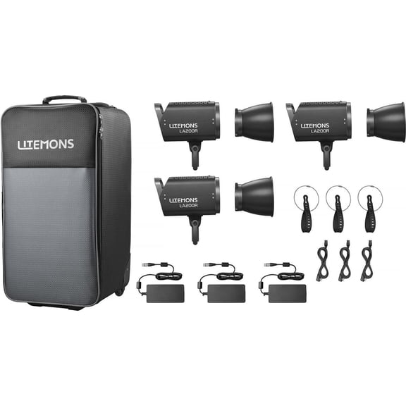 Godox Litemons LA300Bi Bi-Color LED Monolight (3-Light Kit, Black)