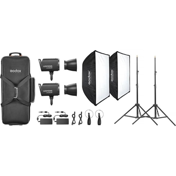 Godox Litemons LA300R RGB LED Monolight (2-Light Kit with Stands, Black)