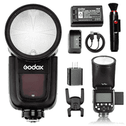 Godox V1 Round Head Flash for Canon Cameras, 76Ws TTL Speedlite, 2.4G Wireless, HSS 1/8000s, 480 Flashes, 1.5s Recycle, LED Modeling Lamp