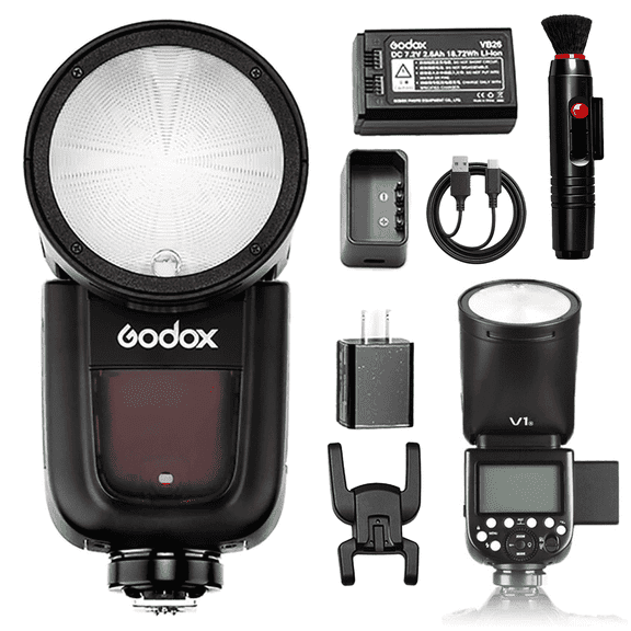 Godox V1 Round Head Flash for Sony Cameras, 76Ws TTL Speedlite, 2.4G Wireless, HSS 1/8000s, 480 Flashes, 1.5s Recycle, LED Modeling Lamp