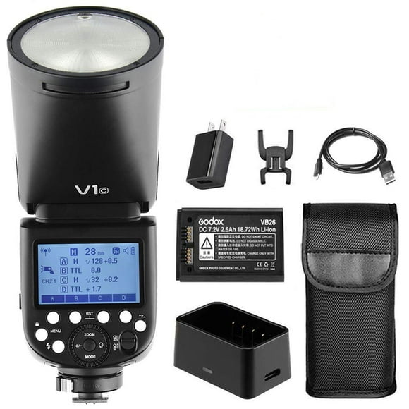 Godox V1 V1-C Flash for Canon Camera TTL Flash Speedlight 1/8000 HSS, 480 Full Power Flashes, 1.5s Recycle Time, 76Ws 2600mAh Li-ion Battery Round Head Flash Godox Flash Speedlite for Canon Cameras