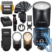 Godox V100 Round Head Flash for Canon Cameras, 100Ws TTL Speedlite, 2.3-inch Touchscreen, Detachable Sub Flash, 2.4G Wireless, Fast Recycle
