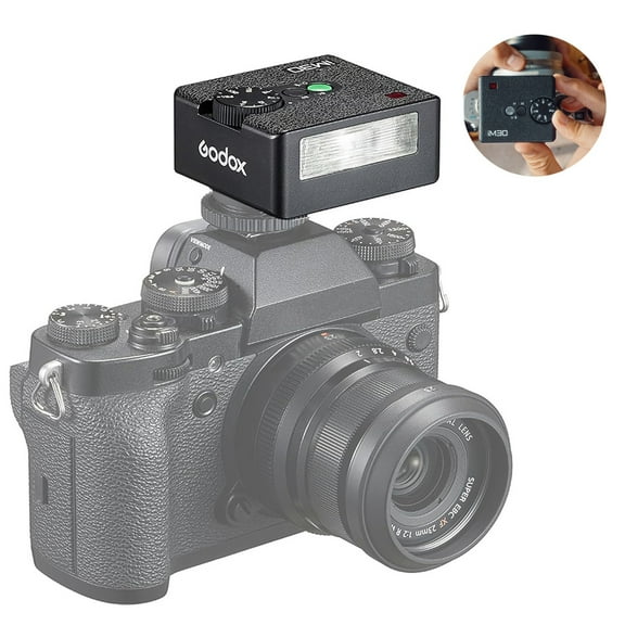 Godox iM30 Mini Flash Speedlite,Camera Flash GN15 with 7 Levels Flash Power,CCT 6500K200K with S1/S2 Optical Control for Canon Fuji Nikon DSLR Cameras with Hot Shoe