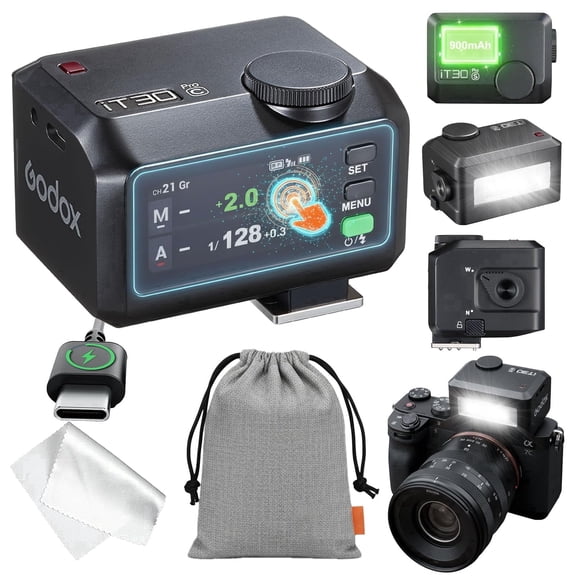 Godox iT30 Pro TTL Mini Flash for Canon Cameras, 2.4G Wireless Master & Receiver, HSS 1/8000s, Built-in Diffuser, USB-C Charging, Fast Recycle