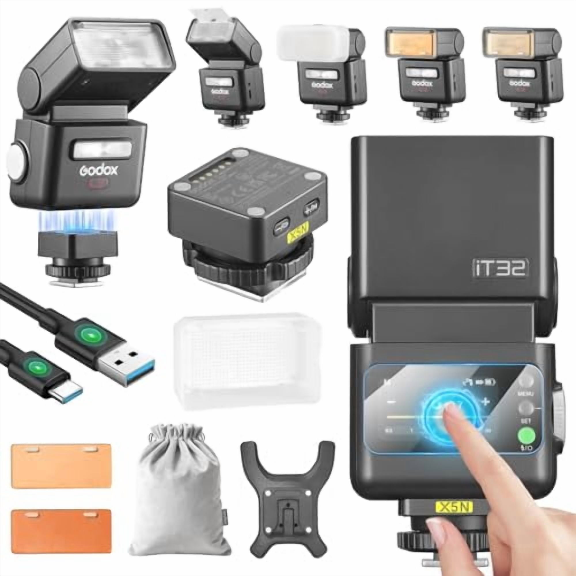 Godox iT32 X5-N Camera Flash Kit for Nikon, Detachable Magnetic Hotshoe ...
