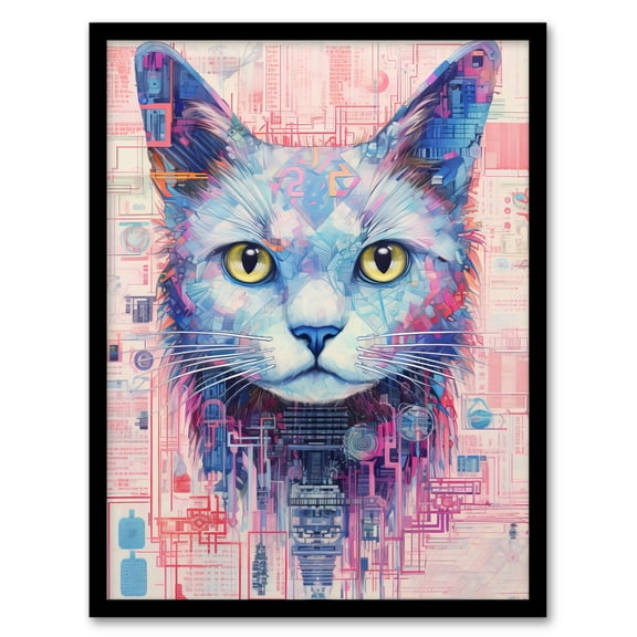 Gods Cat Blueprint Unclassified Doc 228 Creation Robot Hybrid Secret Military Schematic Futuristic Arcane Manuscript Gift For Him Man Cave Artwork Framed Wall Art Print A4