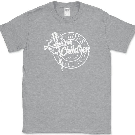 Gods Children Are Not For Sale T-Shirt Quote Anti Trafficking Christian Prayer - Heather Grey, XL