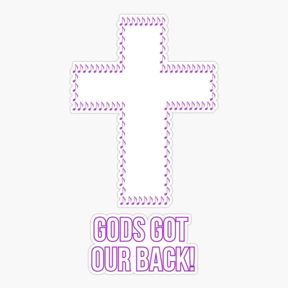 Gods Got Our Back Purple Music Note Cross Sticker