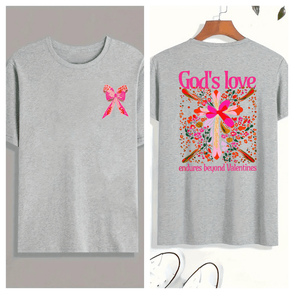 Gods Love Tee Christian T-Shirt Soft Fashion Short Sleeve Round Neck Cotton Comfort Fit Colors Gray S-3XL