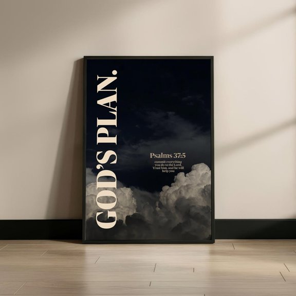 Gods Plan Christian Wall Art, Psalm Bible Verse Print, Faith Based Decor, Religious Poster, Inspirational Christian Art