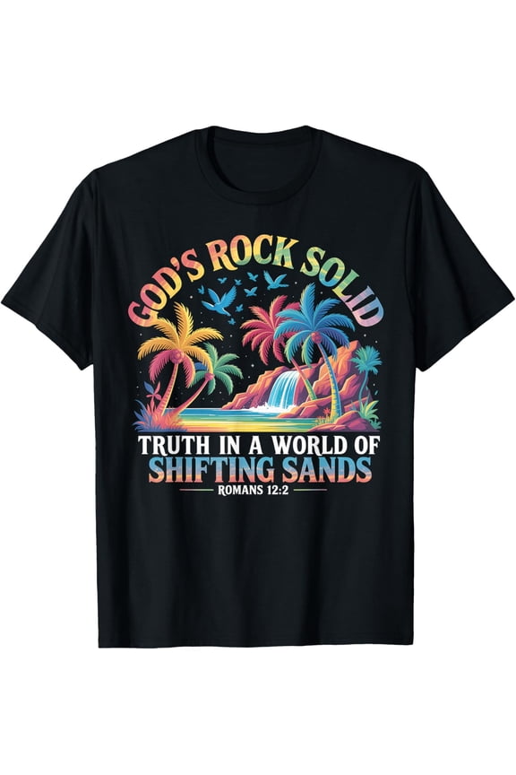 Gods Rock Solid Breaker Rock Beach Vbs Christian T-Shirt