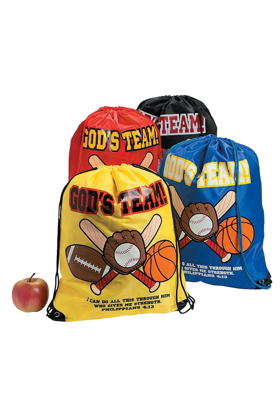 Gods Team Drawstring Backpack - Favor Bagss - 12 Pieces