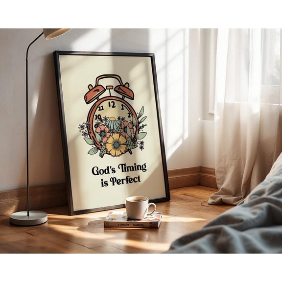 Gods Timing Retro Bible Verse Wall Art Home Decor Unframed Paper Print