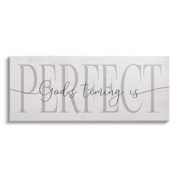 Gods Timing is Perfect Phrase Farmhouse Pattern 30 in x 13 in Painting Canvas Art Print, by Stupell Home Décor