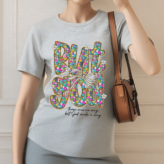 Gods Way Tee Christian T-Shirt Miracle Graphic Top Inspirational Design Soft Cotton Comfort Fit Colors Gray S-3XL