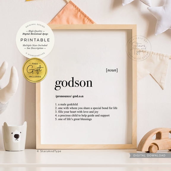 Godson Definition Dictionary Poster, Unframed Size 8x12