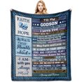 thumbnail image 1 of Godson Gifts from Godmother, Godson Gifts Blanket 60"x50", Birthday Gifts for Godson from Godfather, Godson Gifts Ideas for Graduation Thanksgiving Christmas Fathers Day, to My Godson Throw Blankets, 1 of 1