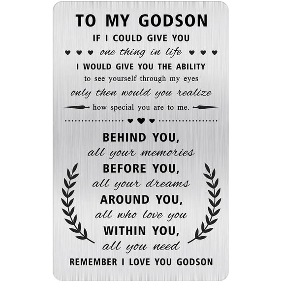 Godson Gifts from Godparents - Remember I Love You God Son Wallet Card - Godson Card from Godfather or Godmother
