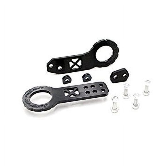 Godspeed 840028118772; Universal Aluminum CNC Machined Tow Hook Front & Rear Set(Black)