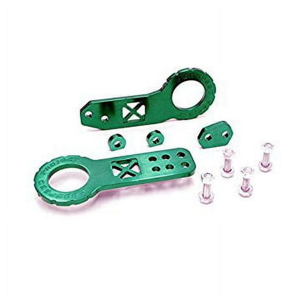 Godspeed 840028118802; Universal Aluminum CNC Machined Tow Hook Front & Rear Set(Green)