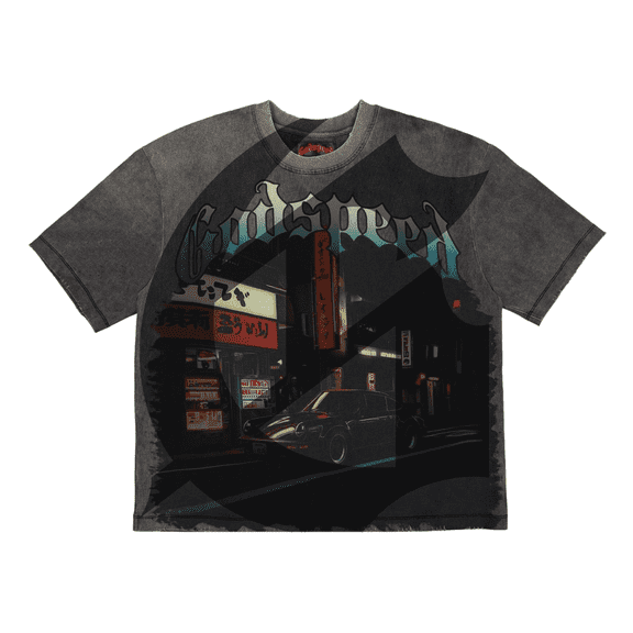 Godspeed Pit Stop: Tokyo T-Shirt Grey Wash