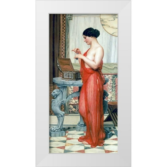 Godward, John William 14x24 White Modern Wood Framed Museum Art Print Titled - The New Perfume