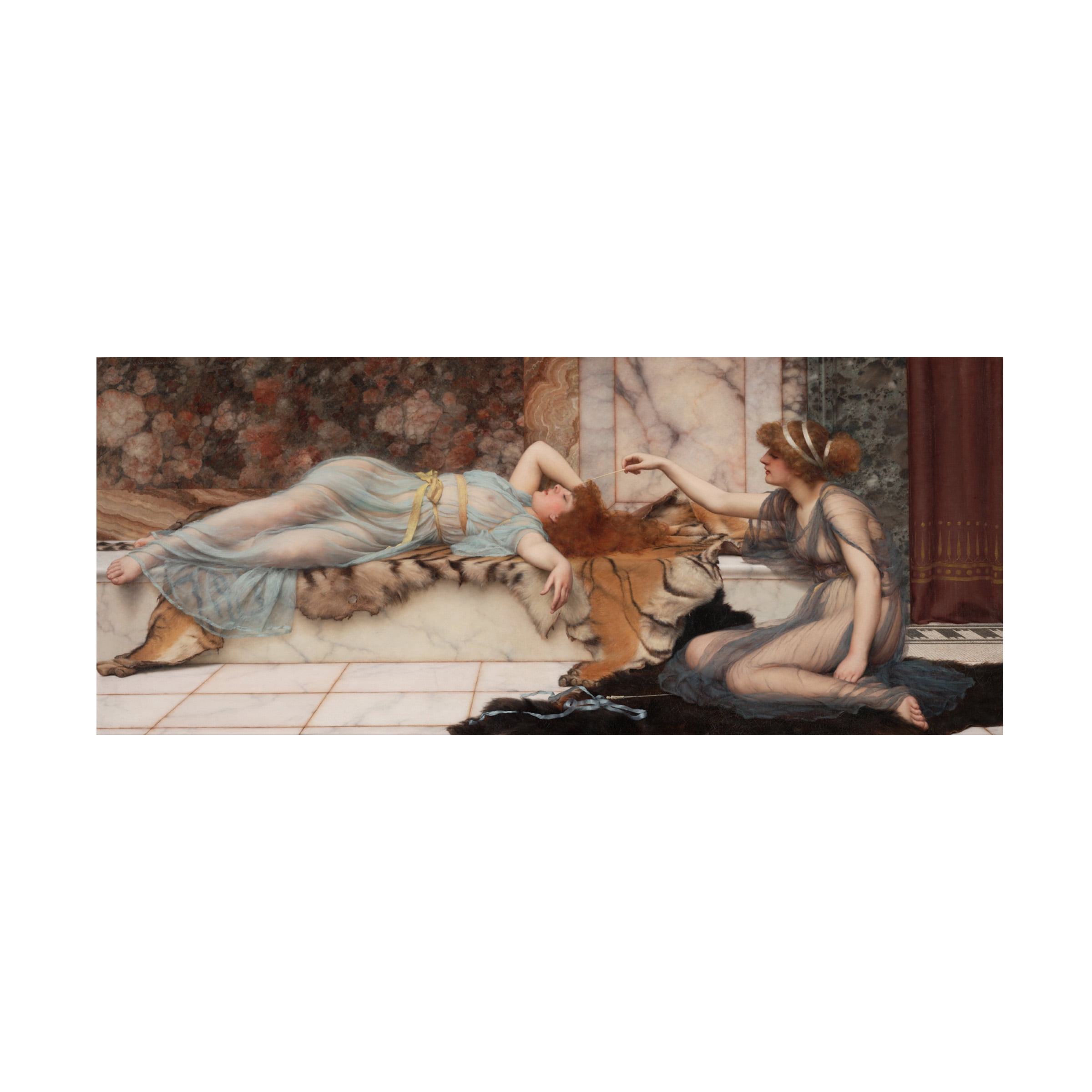 Trademark Fine Art Godward Mischief and Repose Canvas Wall Art - 14x32