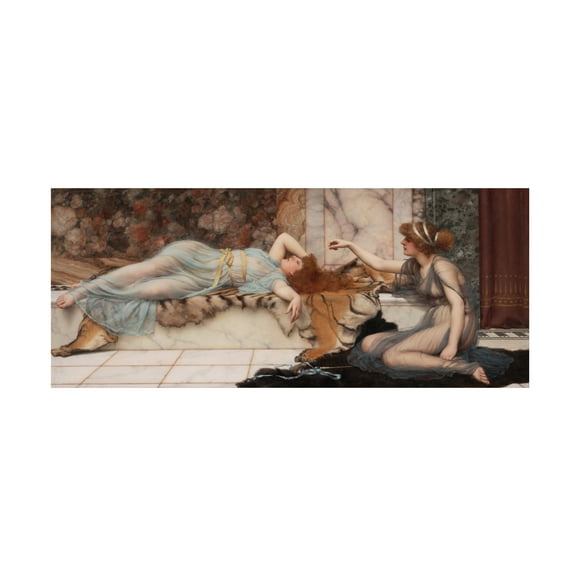 Trademark Fine Art Godward Mischief and Repose Canvas Wall Art - 10x24