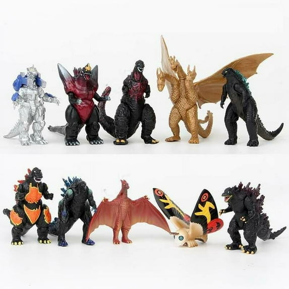 Godzilla 2 King of the Monster Shin Kaiju Gigan Ghidorah Action Figures, 10 Piece Pack