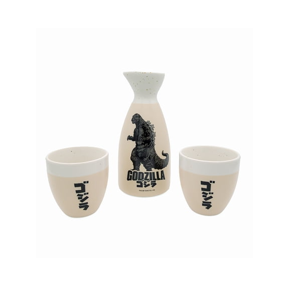 Godzilla Sake Drinkware Set, 3-Piece Ceramic Set Carafe and Cups, One Size