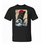LITHIL Godzilla And The Wave Men T-Shirt Funny For Men Tee Funny Shirt, Comfort Wear, Unsiex Tshirt Unisex, Condition New, Color Black, Size US S