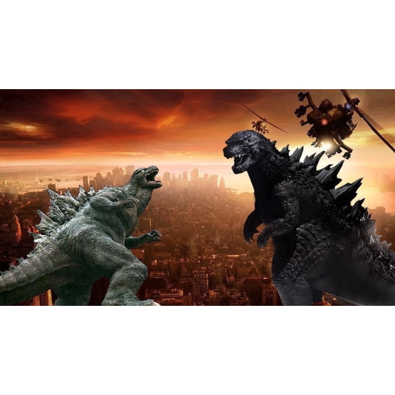 Godzilla Battle Edible Image Icing Cake Topper for Quarter Sheet Cake, by Tnct.