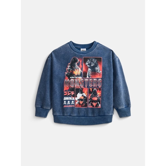 Godzilla Boys' Halloween Graphic Sweatshirt with Long Sleeves, Sizes 4-18