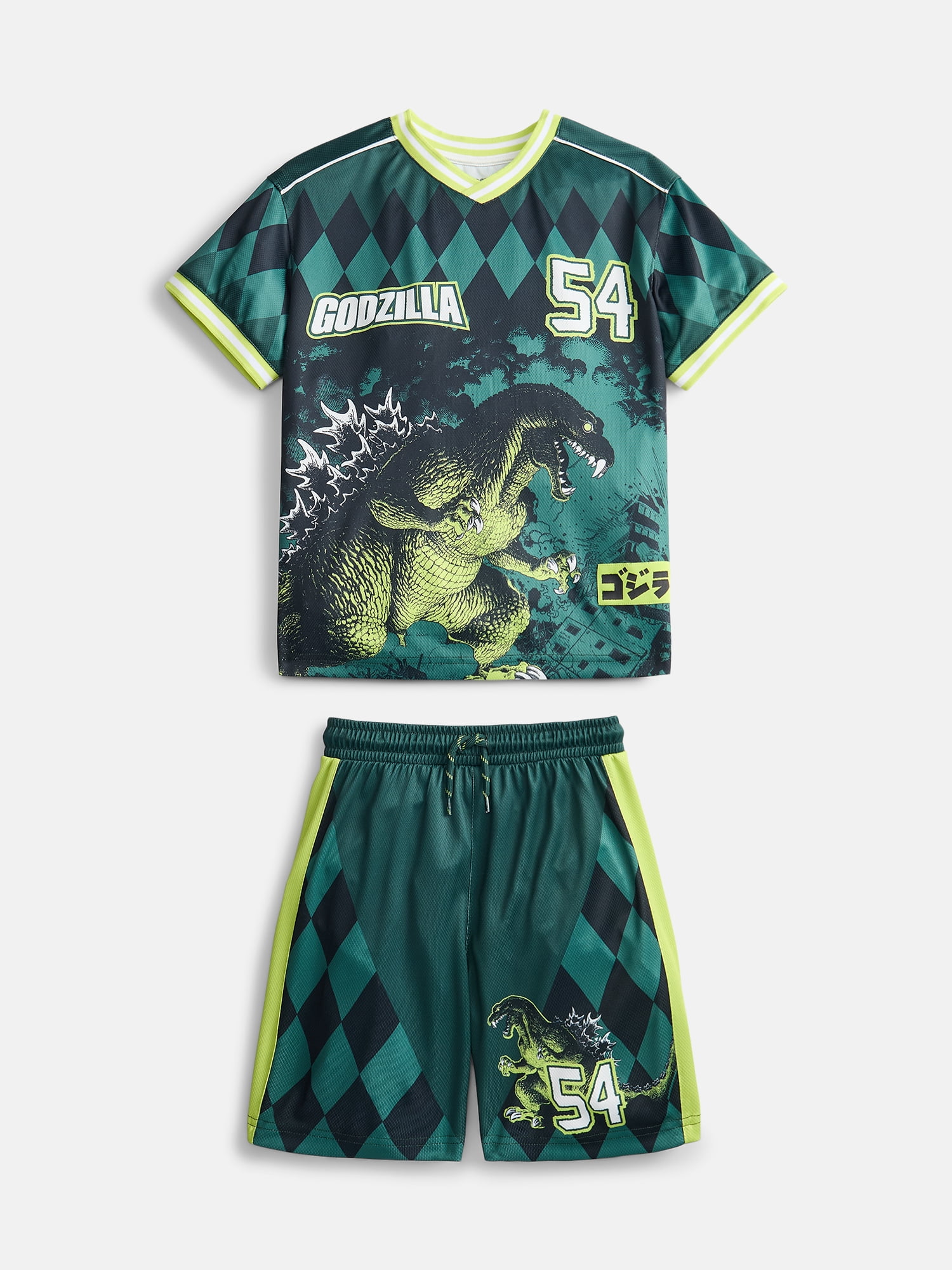 Godzilla Boys Graphic Soccer Jersey and Shorts Set, 2-Piece Set, Sizes 4-16