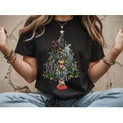 TEEFIT Godzilla Christmas Tree, Funny Kaiju Holiday Shirt, Monster Xmas, Godzilla Gift For Men Women, Retro Movie Fan Christmas Shirt, Dark Heather Tshirt