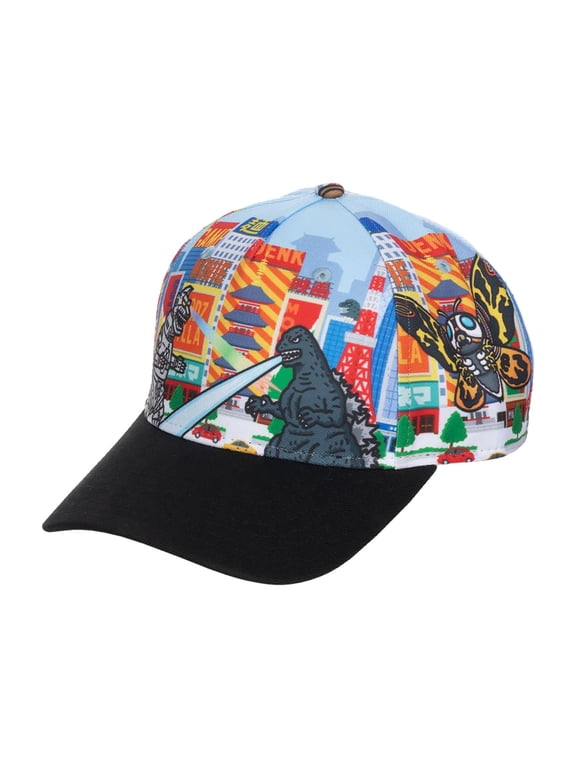 Cityscape Monsters Cartoon All Over Print Snapback Hat for Men