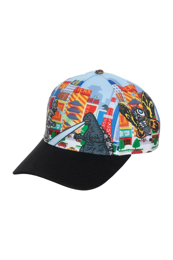 Cityscape Monsters Cartoon All Over Print Snapback Hat for Men