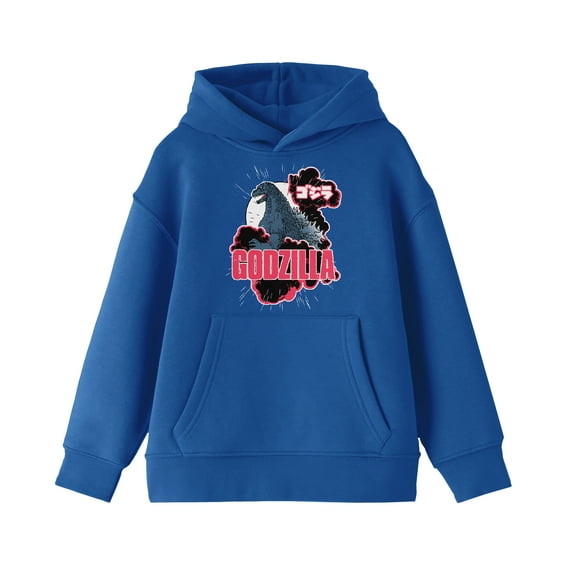 Godzilla Classic God Art Youth Boy's Royal Blue Hoodie-Medium