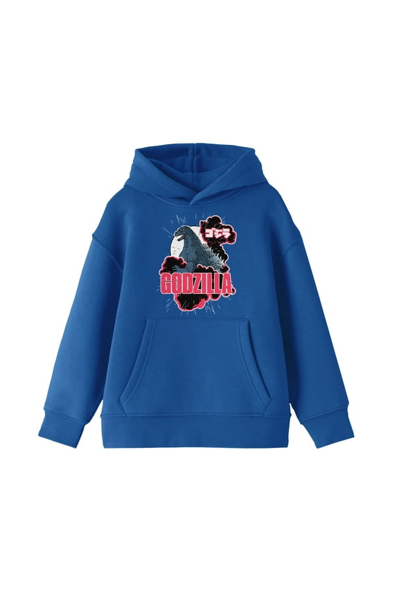 Godzilla Classic God Art Youth Boy's Royal Blue Hoodie-XS