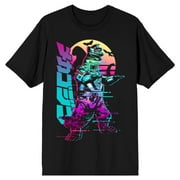 Godzilla Classic Godzilla, Japanese Characters, Colored Shadows Adult Black Short Sleeve Tee Shirt-XL