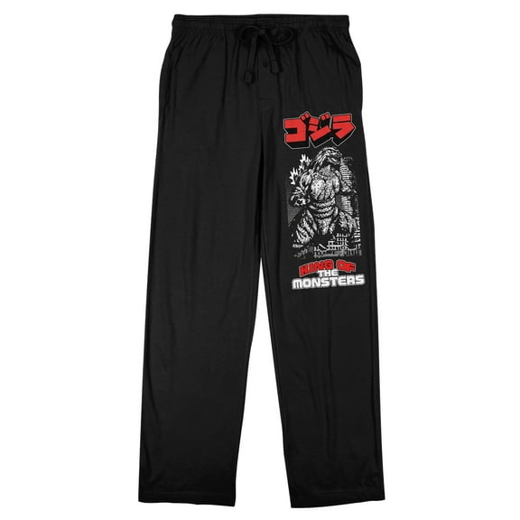Godzilla Classic Kanji Character Men's Black Sleep Pajama Pants