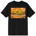 thumbnail image 1 of Godzilla Classic King Ghidorah and Pagoda Japanese Style Art Adult Black Short Sleeve Tee-XS, 1 of 4