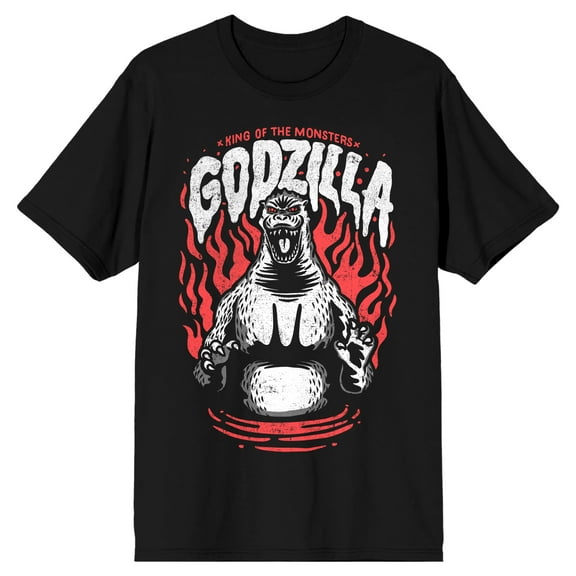Godzilla Classic King of the Monsters, Godzilla Adult Black Short Sleeve Tee Shirt-6XL