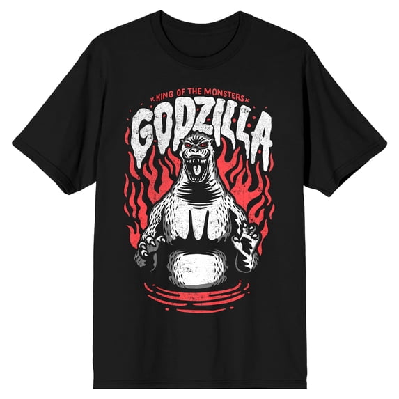Godzilla Classic King of the Monsters, Godzilla Adult Black Short Sleeve Tee Shirt-XXL
