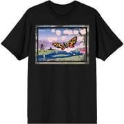 CENOYEE Godzilla Classic Mothra with Cherry Blossom Tree and River Adult Black Short Sleeve Tee Small