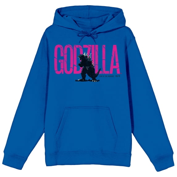 Godzilla Classic Oversized Logo Long Sleeve Blue Women's Hooded Sweatshirt-3XL
